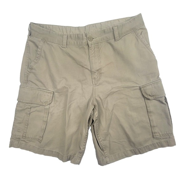 Faded Glory Men's Khaki Cargo Shorts Size 38 Outdoor Pockets Casual Wear - Picture 1 of 8